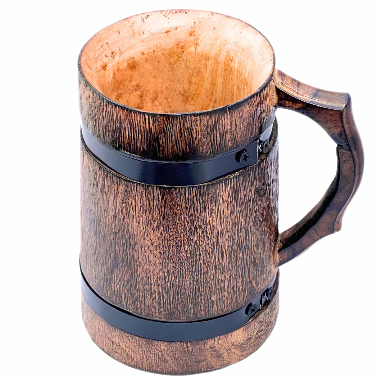 Vintage Handmade Brown Wooden Rustic Beer Mug Viking Wood Stein wood tankard coffee baverage party celebrational toast collectiblesBuy