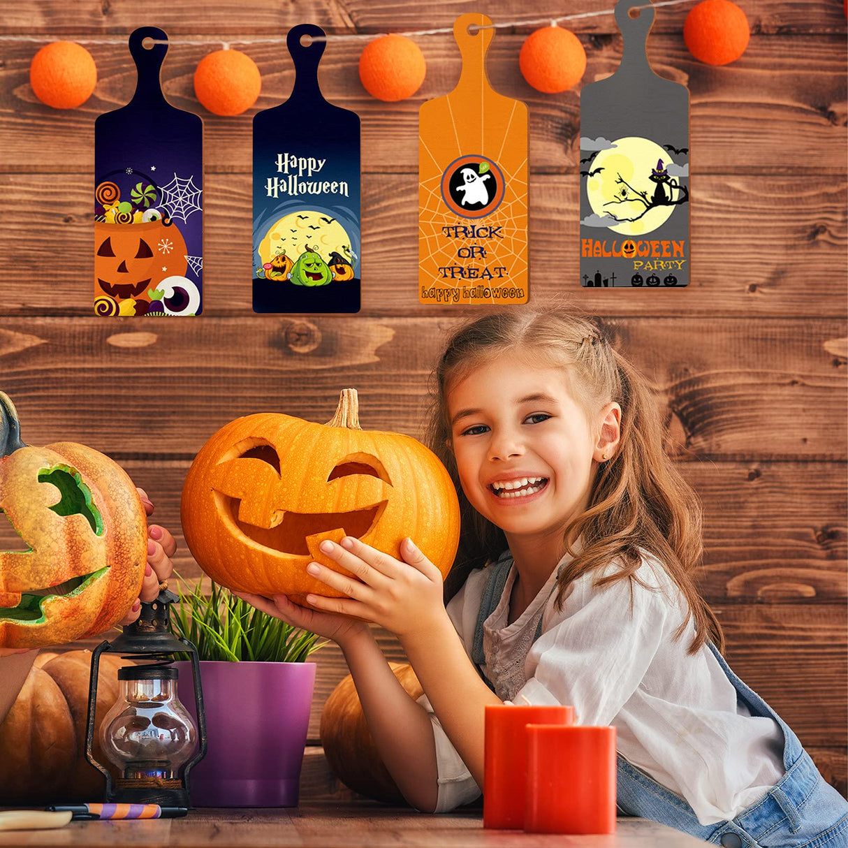 Marsui 12 Pieces Mini Wooden Cutting Board Christmas DIY Chopping Board with Handle Thanksgiving Craft Paddle Board for Home Kitchen Cooking Vegetables Decor(11.8 x 4.3 Inch) Marsui