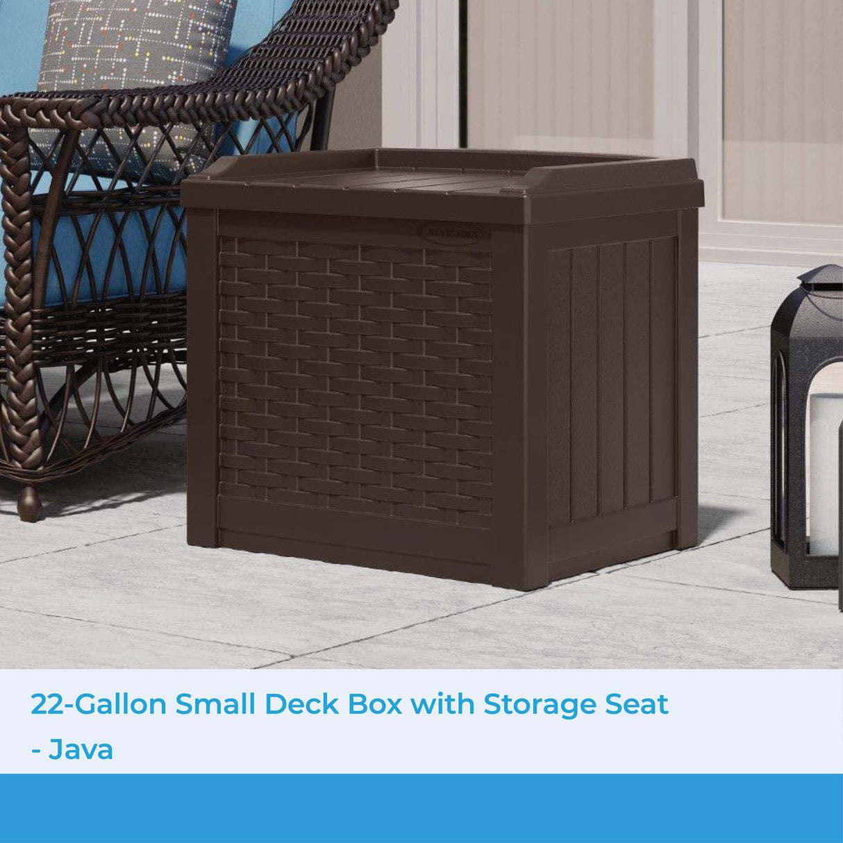 Suncast 22 Gallon Small Resin Storage Seat, Java, SSW600J Suncast