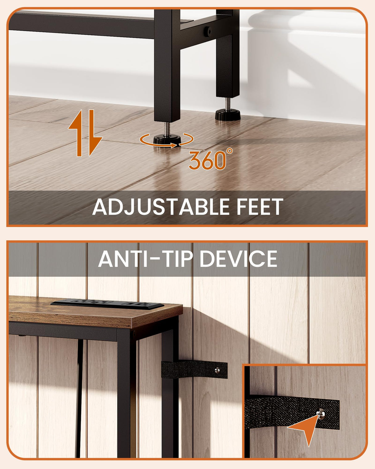 CHOEZON 78.7'' Narrow Console Table with Power Outlet 7.1" Skinny Sofa Table, Long Behind Couch Table with Charging Station, Entryway Table for Hallway, Living Room Rustic Brown and Black TXG20UBF CHOEZON