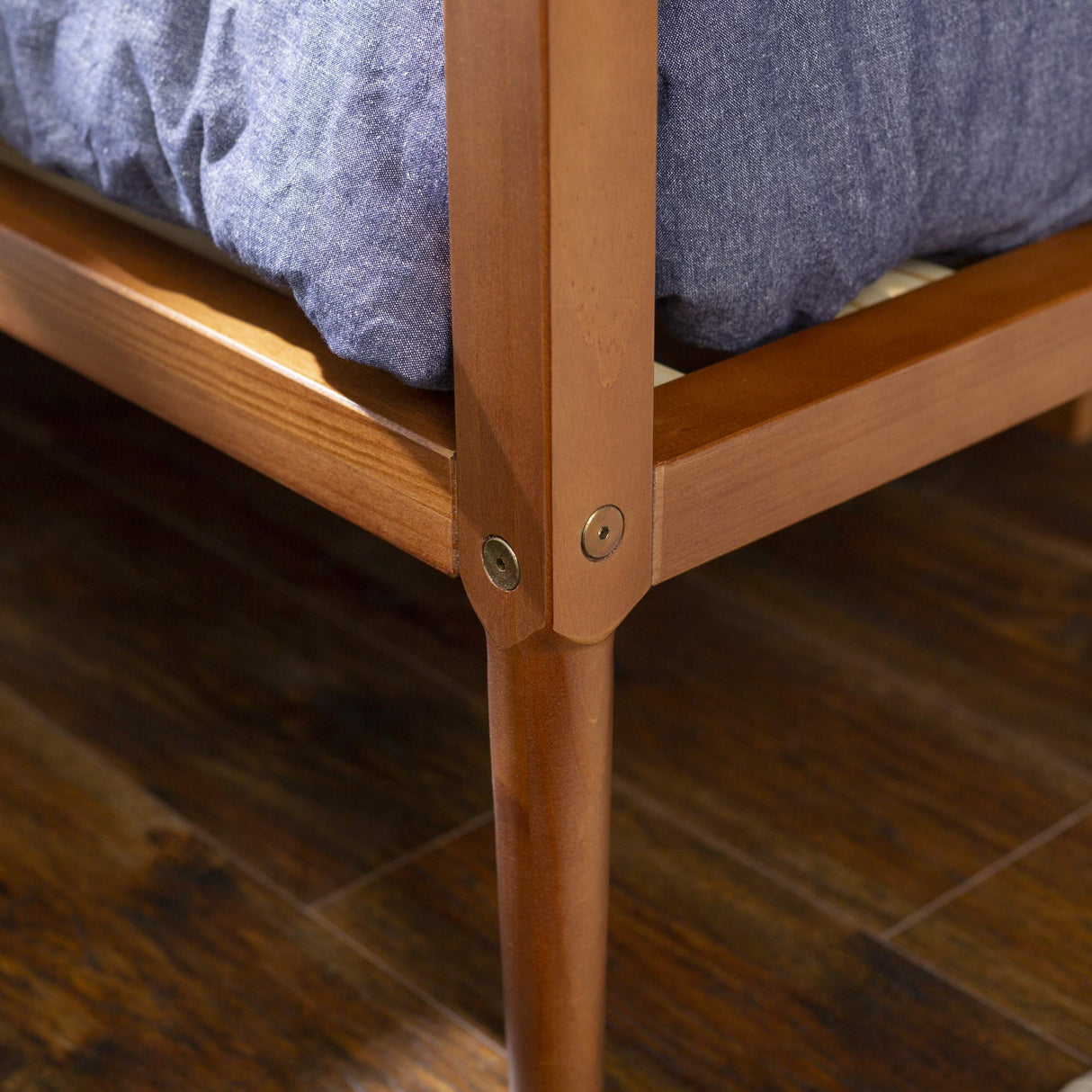 Mid-Century Modern Caramel Wood Spindle Daybed Frame with Headboard and Footboard - Twin Size Walker Edison