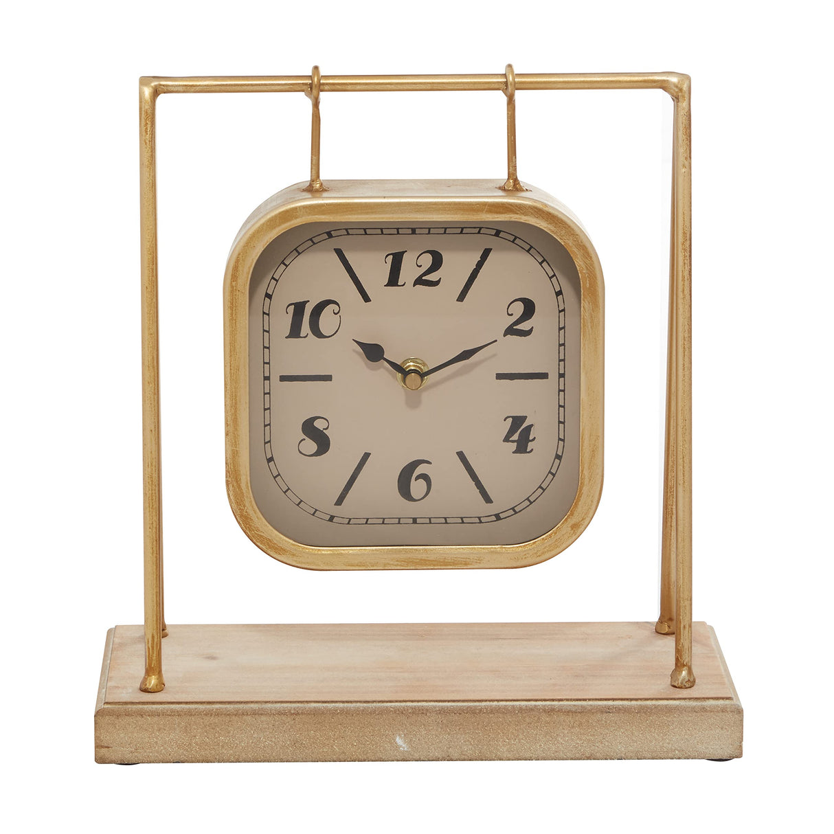 Deco 79 Wood Pendulum Clock with Wood Base, 10" x 5" x 11", Gold Deco 79