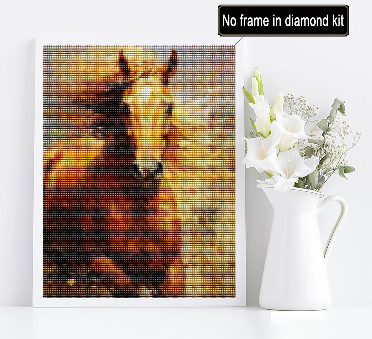 Diymood DIY 5D Diamond Painting Kits for Adults Horse - Diamond Art Kits for Adults Animal | Full Drill Round | Crystal Mosaic Picture | Beginner | Home Wall Decor | 12x16 inch Diymood