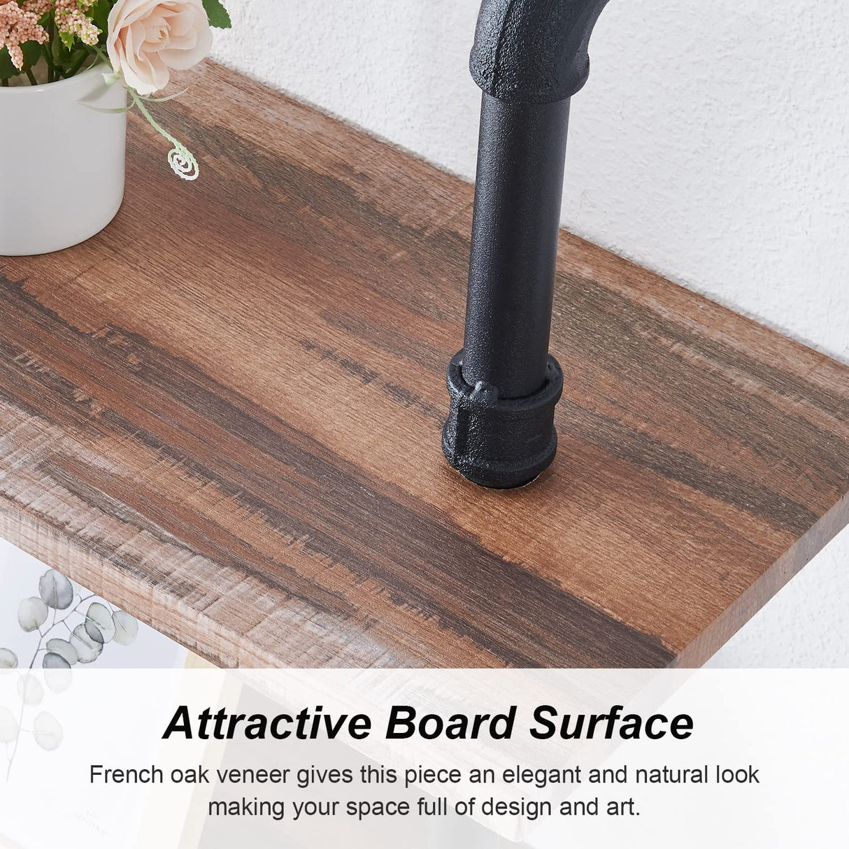 HOMBAZAAR Industrial 6-Tier Wall Mounted Bookshelf with Metal Frame in Oak Brown HOMBAZAAR