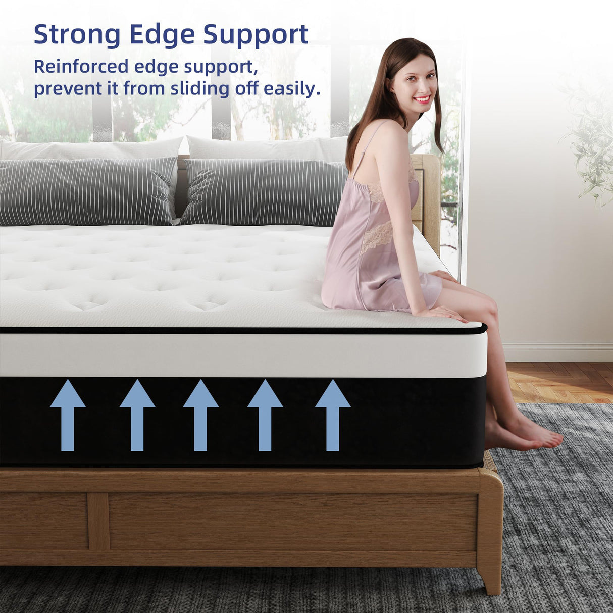 VERHOPE Queen Mattress, 14 Inch Queen Hybrid Mattress in a Box with Memory Foam, Medium Firm, Euro Top, Reinforced Edge Support, Pressure Relief & Motion Isolation, CertiPUR-US Certified VERHOPE