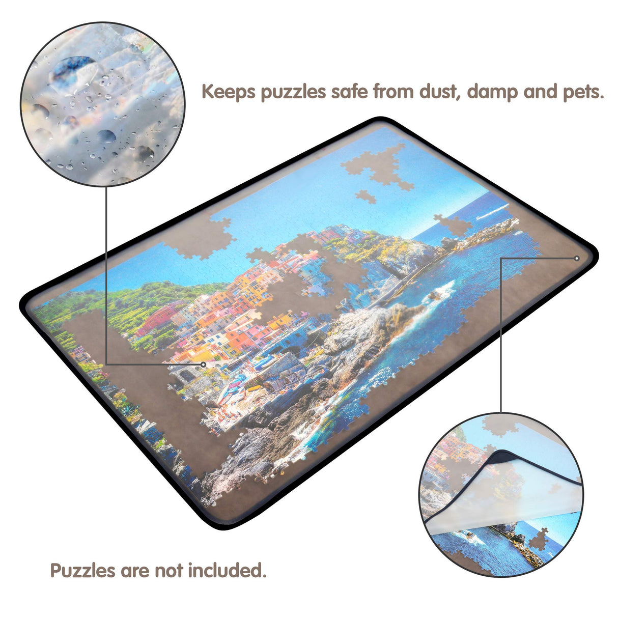 Tektalk Jigsaw Puzzle Board Portable Puzzle Mat with Puzzle Dustproof Cover for Puzzle Storage Puzzle Saver, Non-Slip Surface, Up to 1000 Pieces (Gray) Tektalk