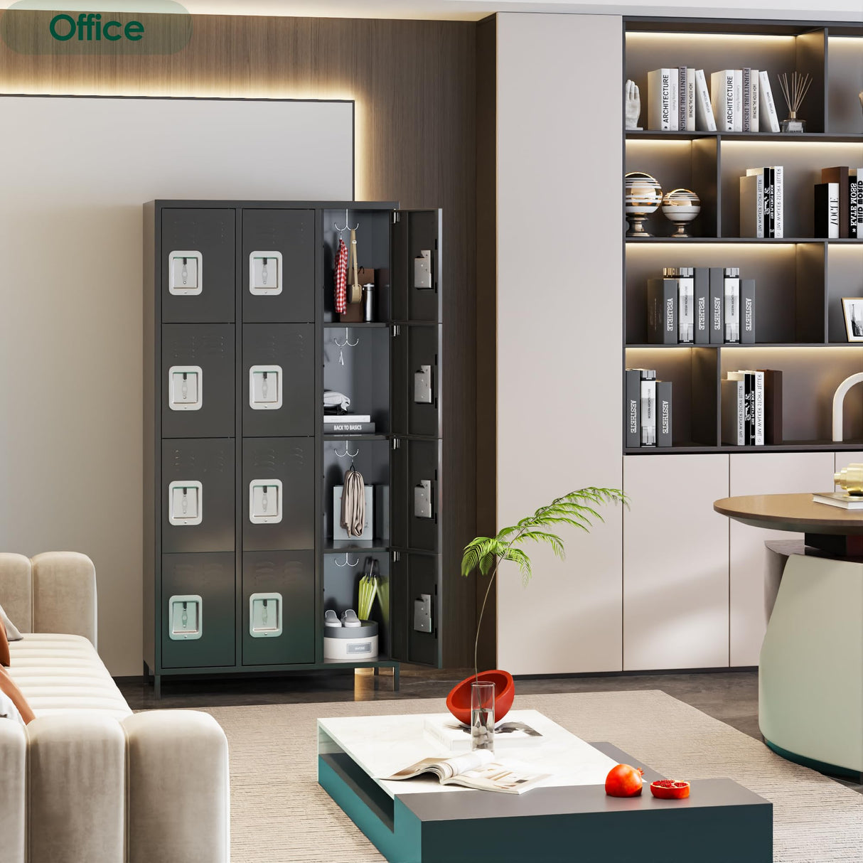 GangMei Employee Locker, Tall Metal Locker with 12 Doors, 72" Storage Locker for Employees School Hospital Garage Gym Home Office with Hooks Requires Assembly (Dark Gray) GangMei