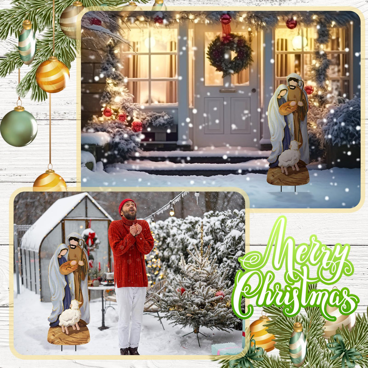 Reallnaive 30 Inch Large Christmas Outdoor Nativity Scene for Yard with Stake Metal Christmas Nativity Set Outside Waterproof Rustic Yard Lawn Signs for Garden Holiday Lawns Decoration Reallnaive