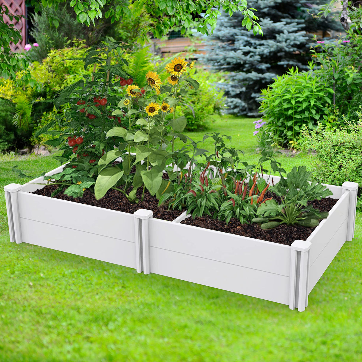 sunny cosy 6' x 3' Vinyl Raised Garden Bed Screwless Planter Box for Gardening, Whelping Pen and More sunny cosy