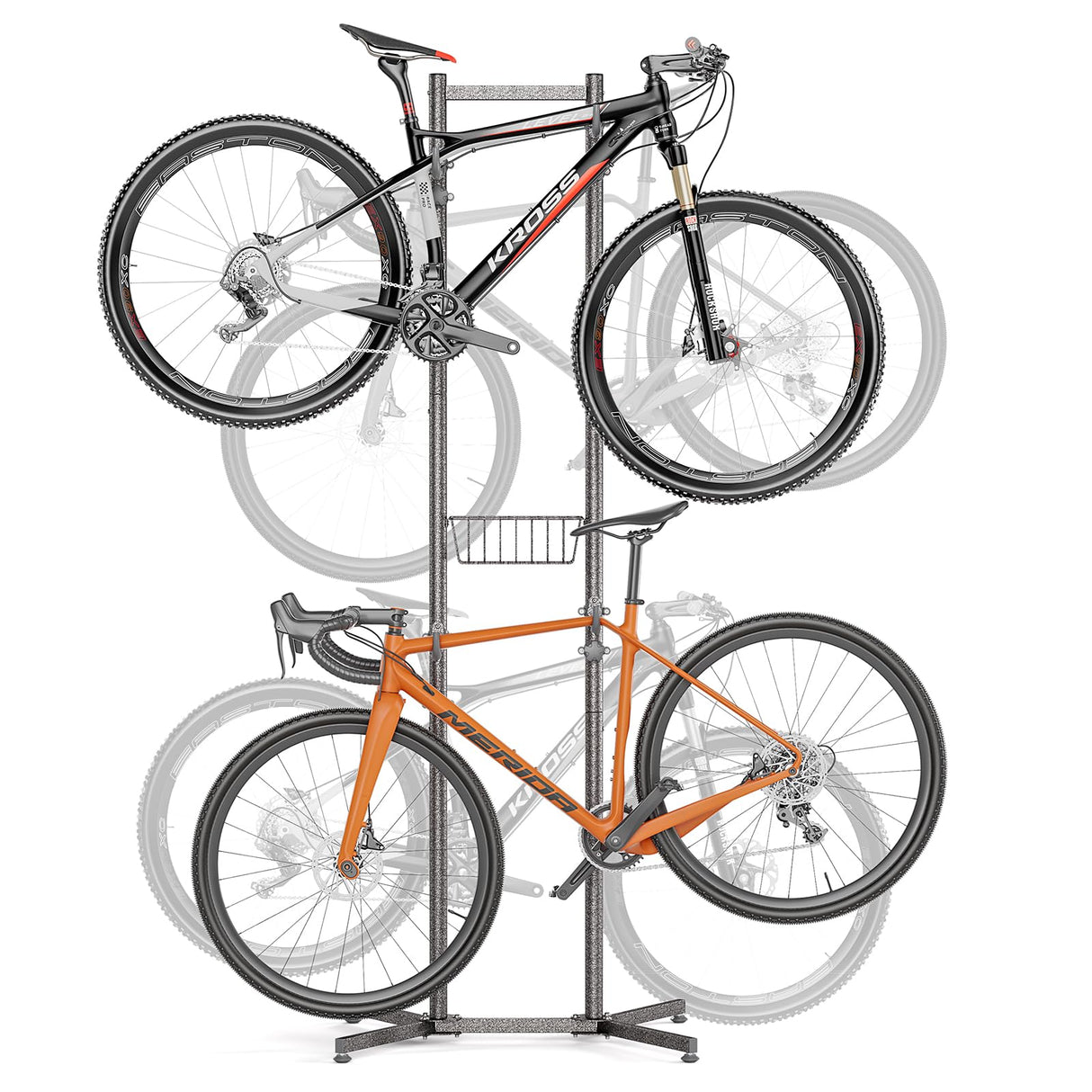 CXWXC 2-/4-Bike Storage Rack with Basket - Bike Rack Garage for Road, Mountain and Hybrid Bike Garage & Home (For 4 bikes) CXWXC