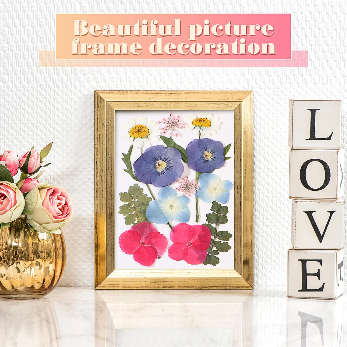 eBoot 72 Pcs Dried Pressed Flowers for Resin Molds Real Pressed Flowers Dry Leaves Bulk Natural Herbs Kit for Scrapbooking DIY Art Crafts Jewelry Molds Candle Soap Making Nails Decor(Fresh Style) EBOOT