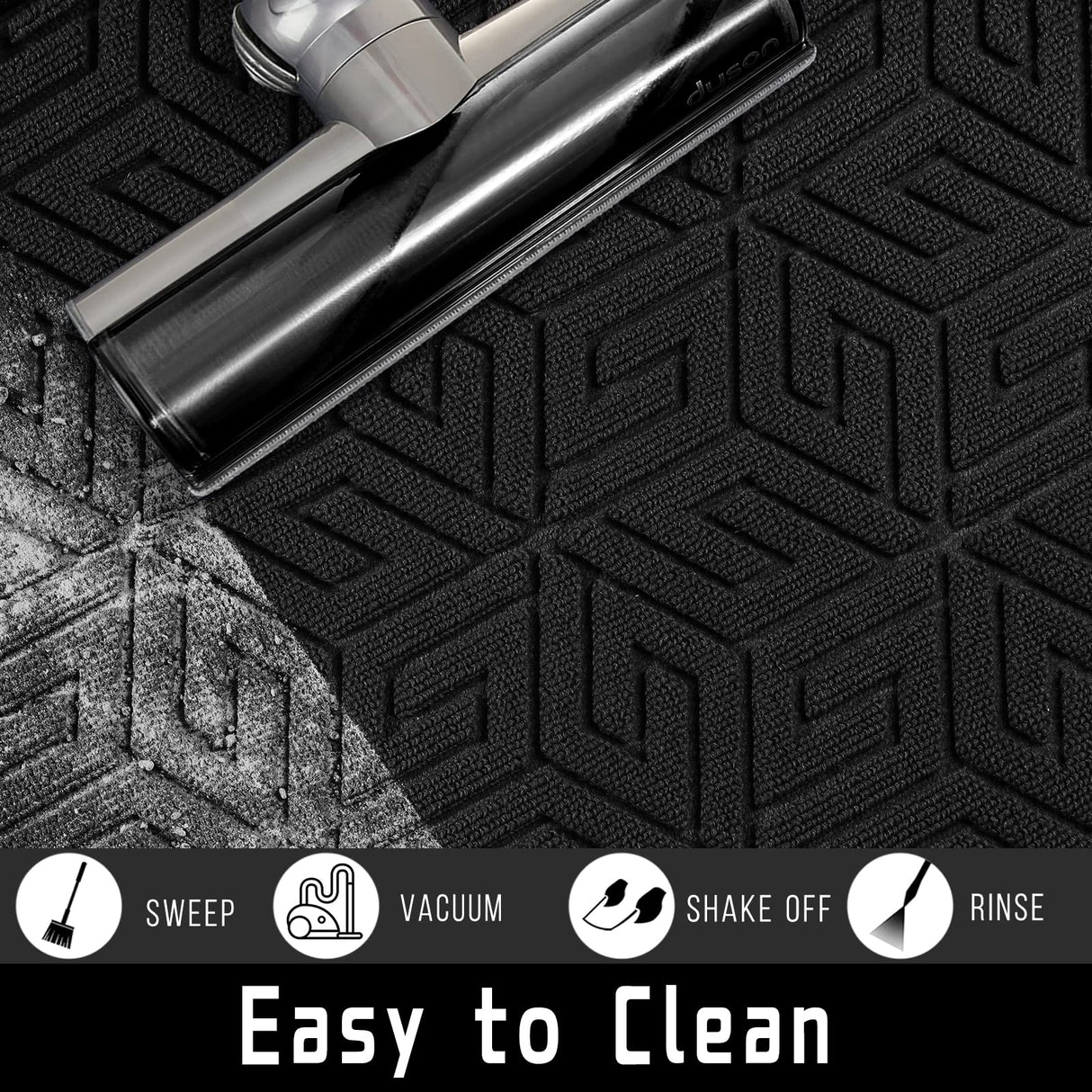 Yimobra Sturdy Front Entrance Door Mat, Heavy Duty Outdoor Indoor Doormat Entryway Floor Mat, Non Slip Rubber Backing, Easy Clean Shoe Scraper, Waterproof, Patio, Lawn, 17x29.5 Inch, Black Yimobra