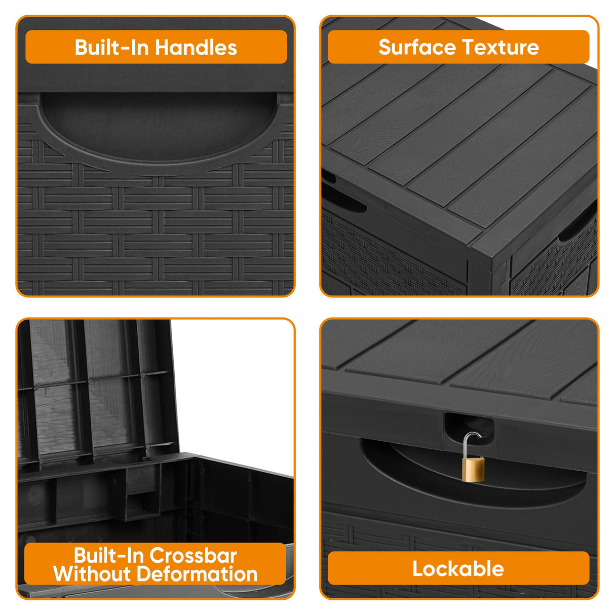 ZYJOYY 33 Gallon Resin Deck Box, Weatherproof Outdoor Storage Box for Patio, Garden, Pool, and Yard, Lockable Waterproof Bin for Tools, Cushions, and Accessories, Black ZYJOYY