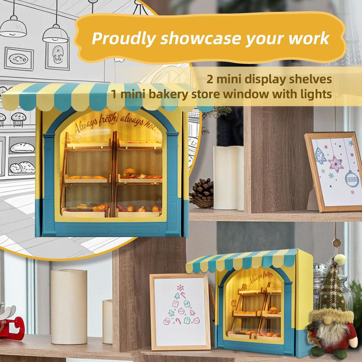 iLAND Cute Crafts for Teens Women Adults of DIY Air Dry Clay Art Mini Food, Modeling Clay Kit for Fun Date Night Craft Set Realistic 1/12 Scale Accessories for Dollhouse Kitchen Creative Crafting Gift iland