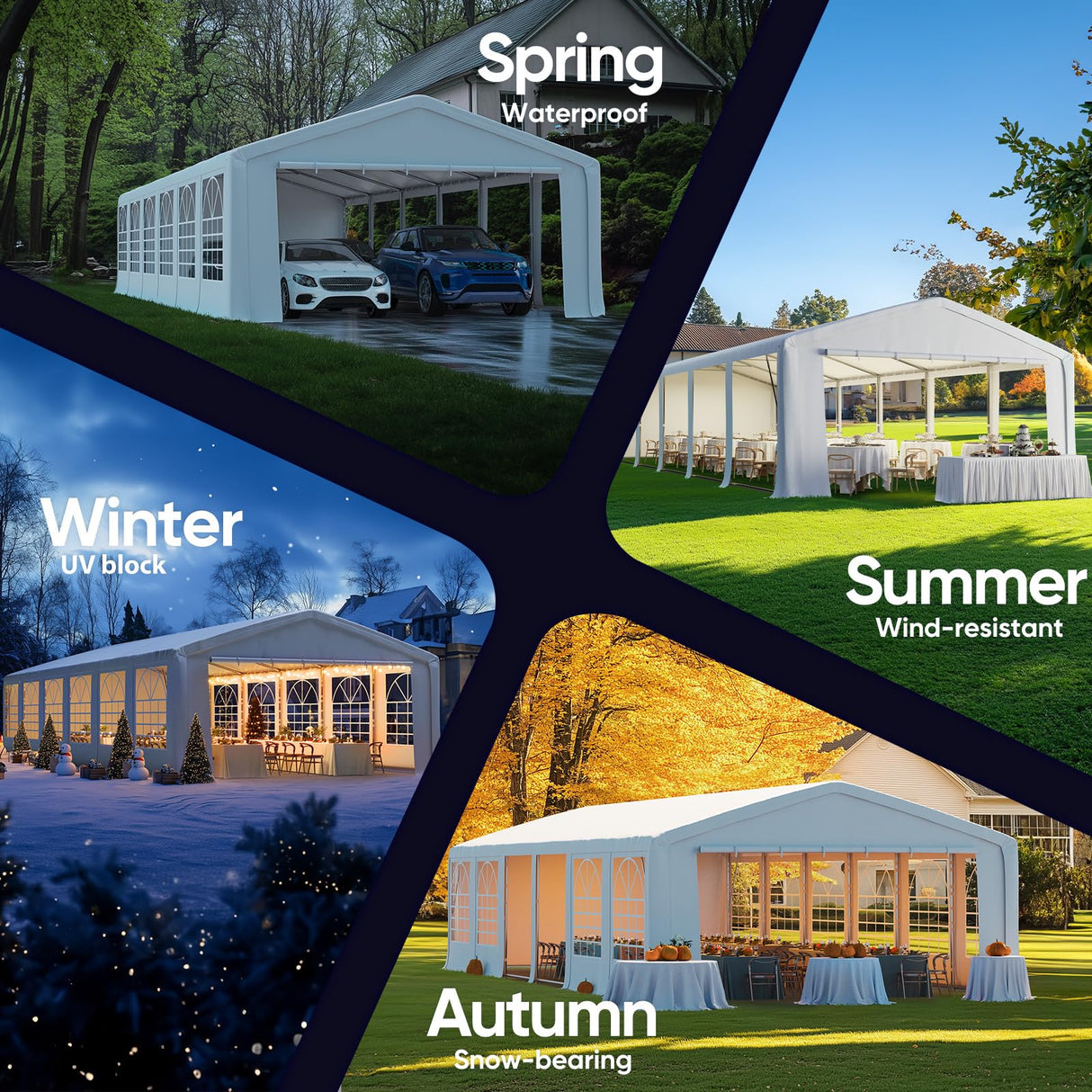 Quictent 20x40ft Party Tent Heavy Duty Outdoor Gazebo White Wedding Tent Canopy Event Shelter Carport with Removable Sidewalls& 6pcs Storage Bags Quictent