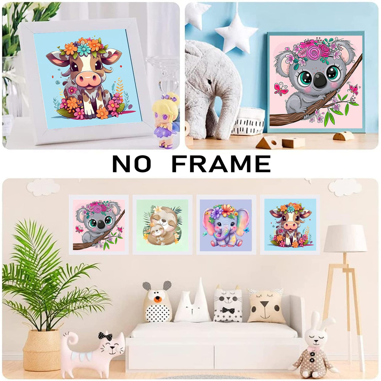 bleihum 4 Pack Paint by Numbers for Kid Ages 4-8,Animals Paint by Number Kits for Kids, DIY Animal Oil Painting Suitable for Home Decoration (8x8inch) bleihum