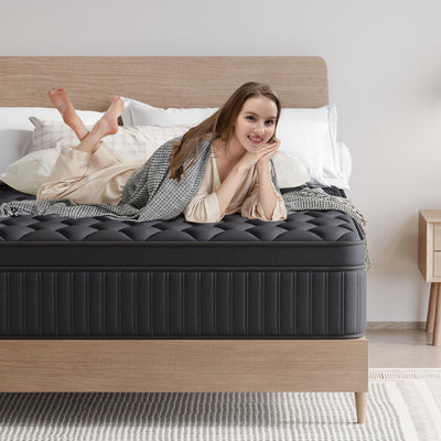 VERHOPE Queen Mattress, 14 Inch Queen Medium Firm Hybrid Mattress in a Box, Individual Pocket Spring for Pressure Relief & Motion Isolation, Reinforced Edge Support, CertiPUR-US Certified