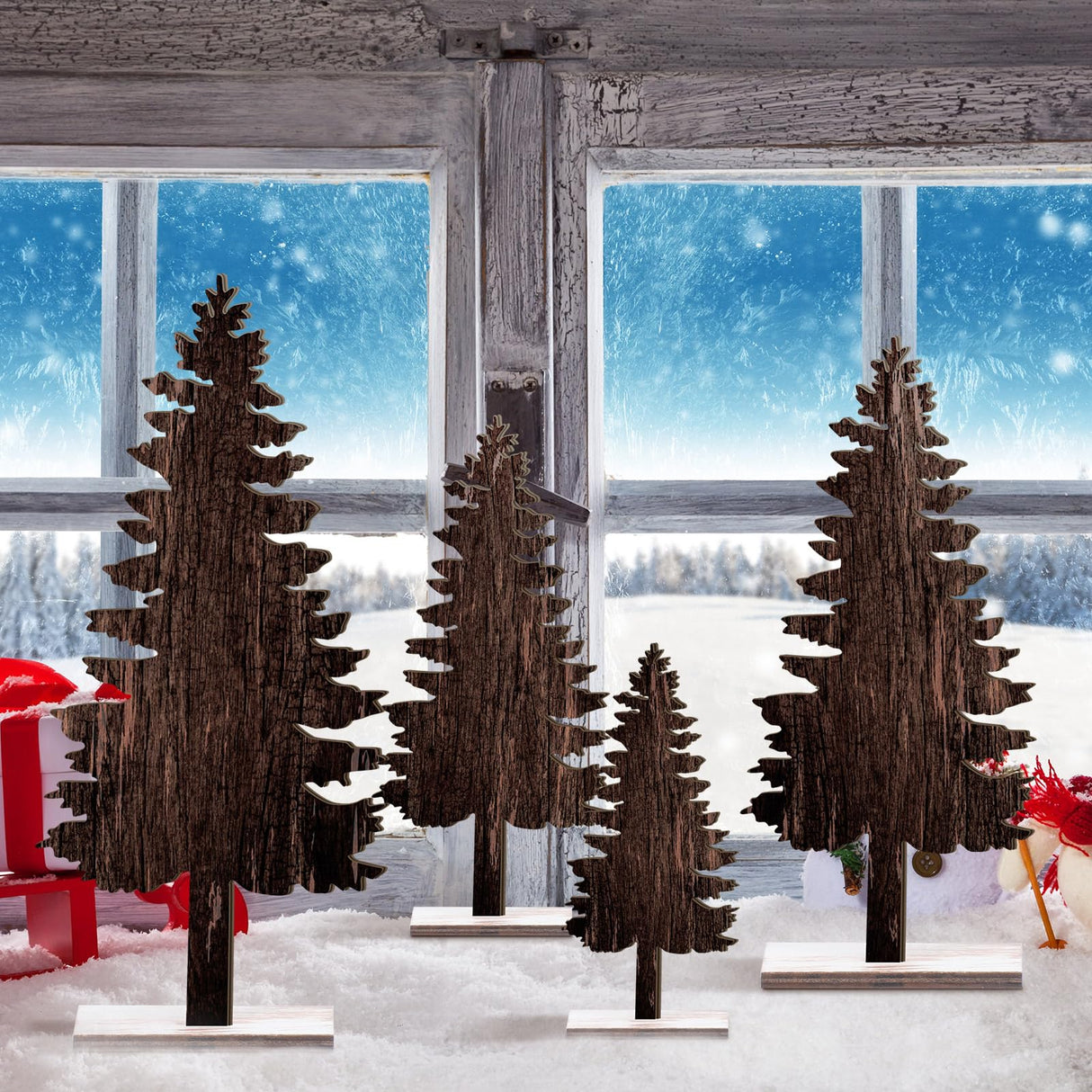 Barydat Table Decorations Artificial Decorations Wooden Centerpiece Decor for Home Table (Christmas Tree) Barydat