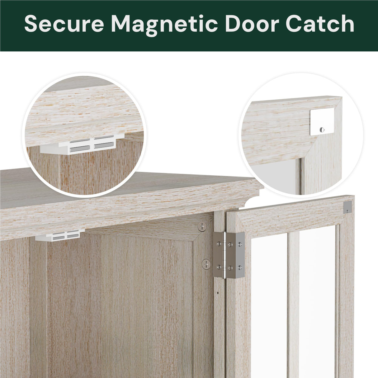 SunsGrove 73" White Oak Bookcase with Glass Doors & Drawer - Adjustable Shelf, Modern Classic Storage for Living Room, Home Office (4 Doors, Floor Standing) SunsGrove