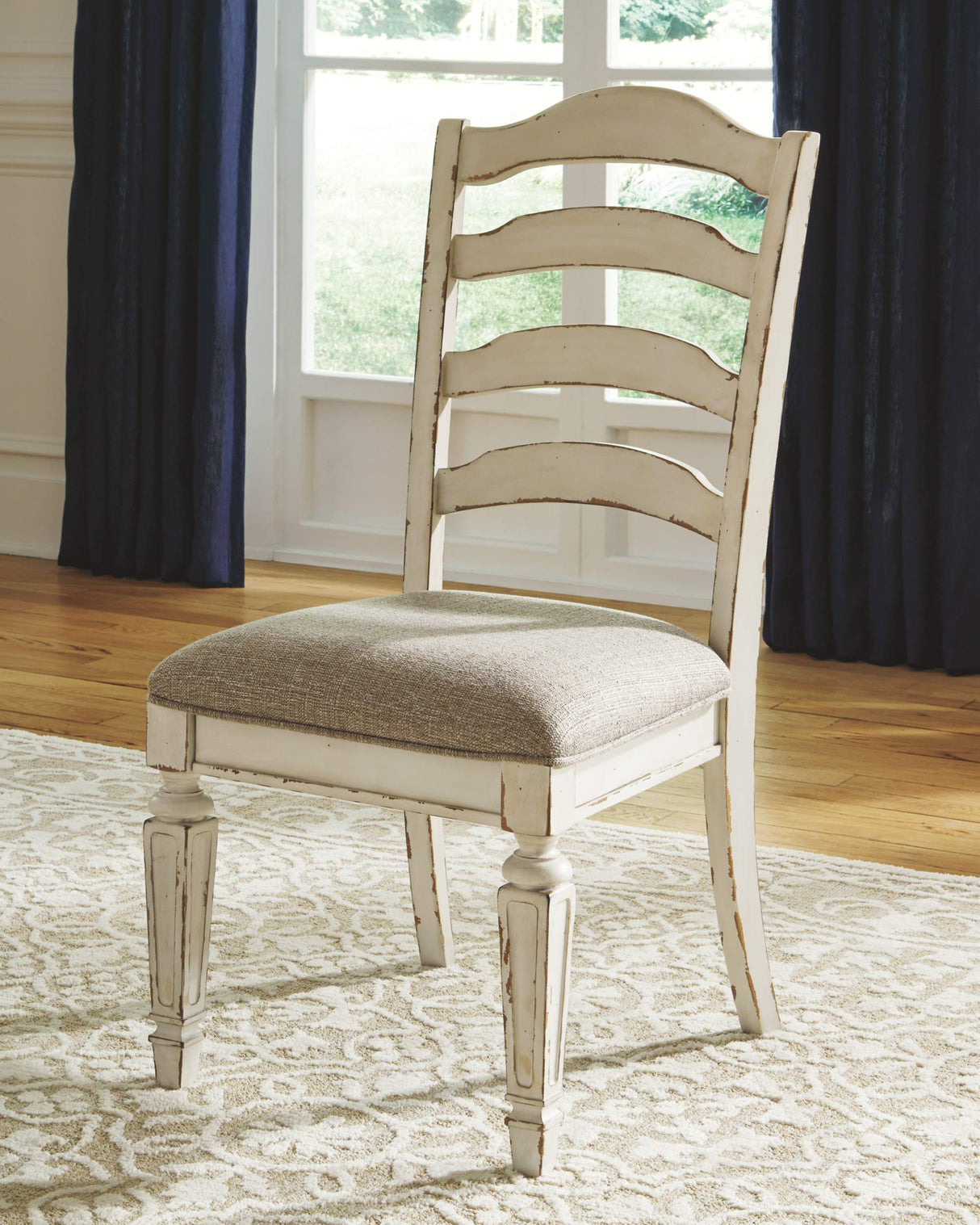 Signature Design by Ashley Realyn Dining Room Upholstered Chair 2 Count, Antique White Signature Design by Ashley