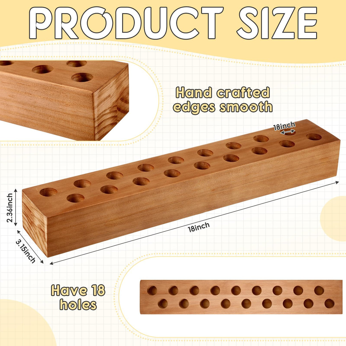 Mumufy Wood Taper Candle Holders for Table Centerpiece Giant Wooden Birthday Party Candlestick Farmhouse Candle Holders Decorations for Wedding Anniversary Desktop, 18in (Dark Brown) Mumufy