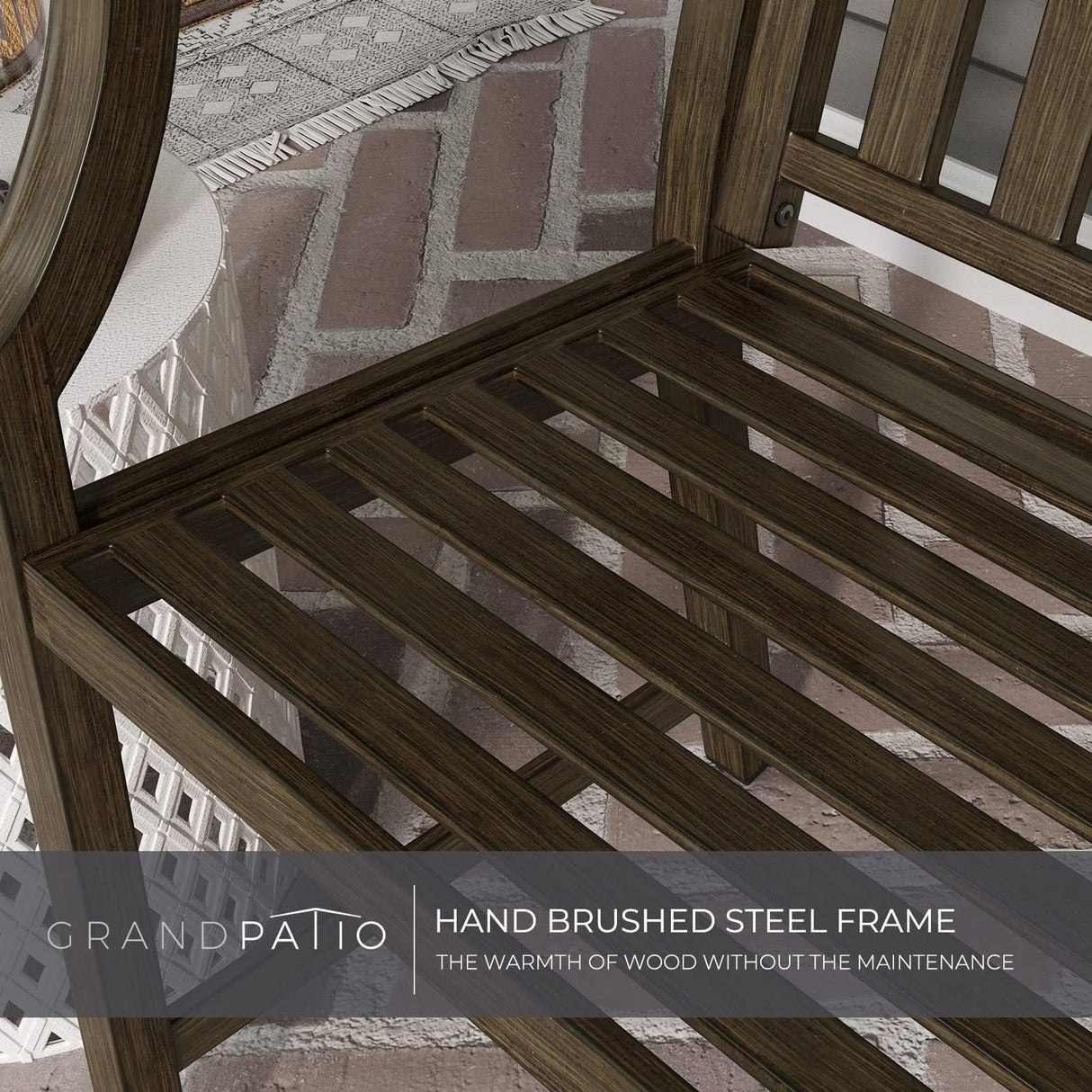 Grand Patio Northwoods Brown Farmhouse Outdoor Bench with Anti-Rust Aluminium Frame Grand patio