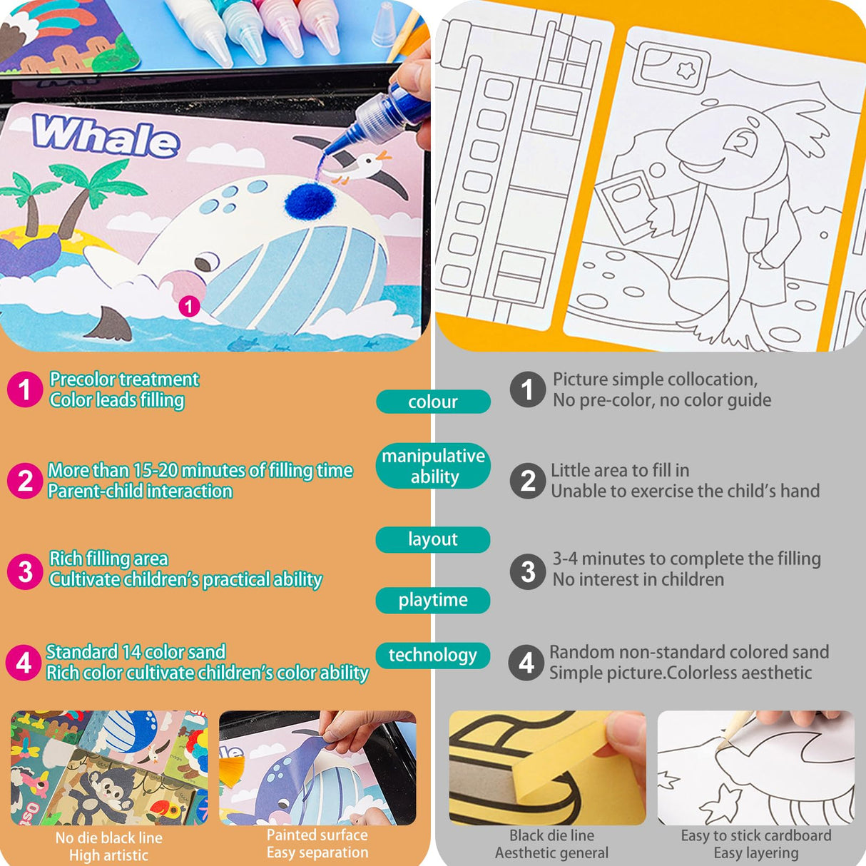 SIEOLL Animal Sand Art Kits for Kids,Crafts for Boys Girls Ages 4-8,DIY Learning Toys,Birthday Party Ideal Gifts SIEOLL