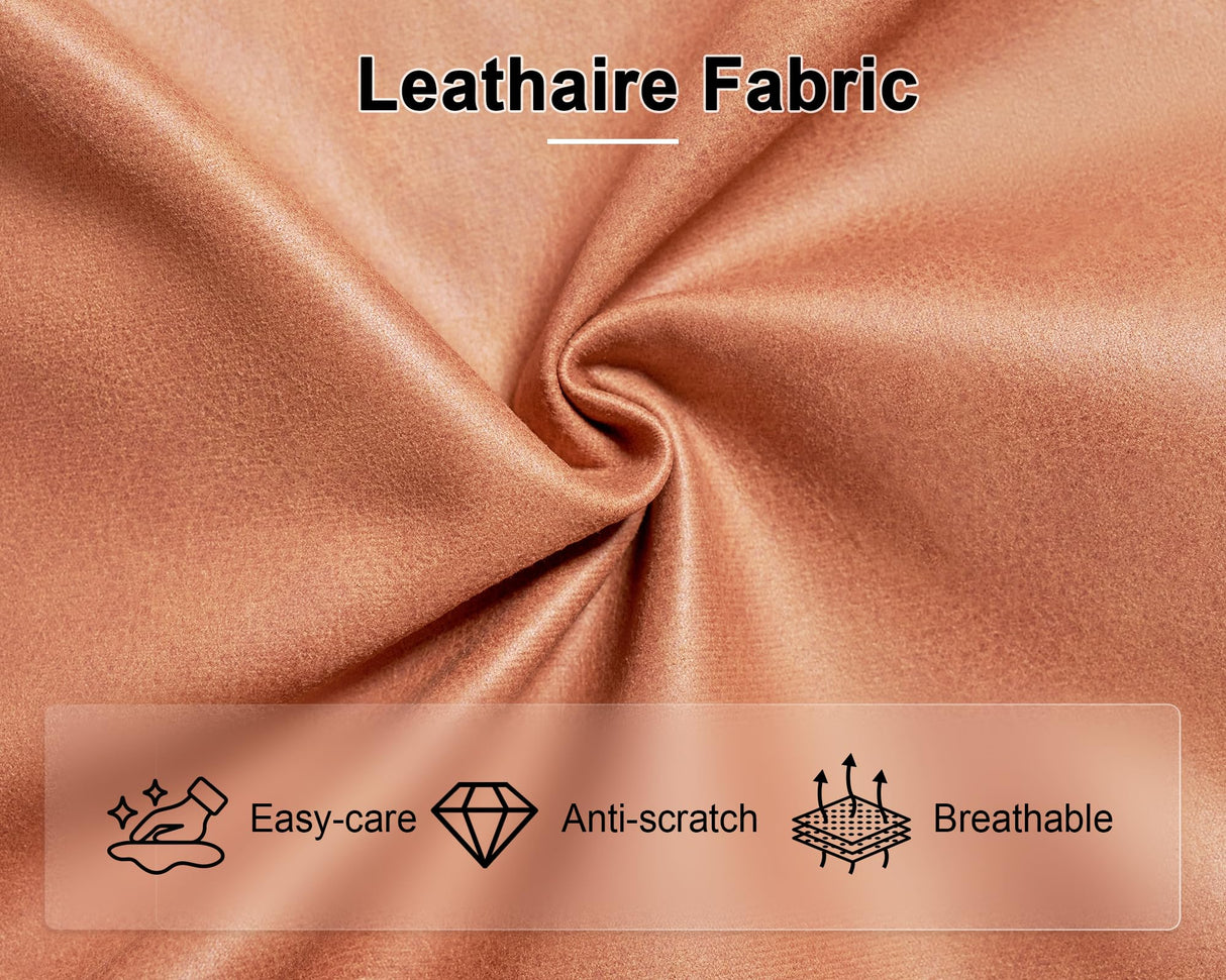 PaPaJet Sofa Bed, Sofa Sleeper with Storage Chaise, L Shape Pull Out Couch Bed, Oversized Sofas for Living Room-Brown Leathaire PaPaJet