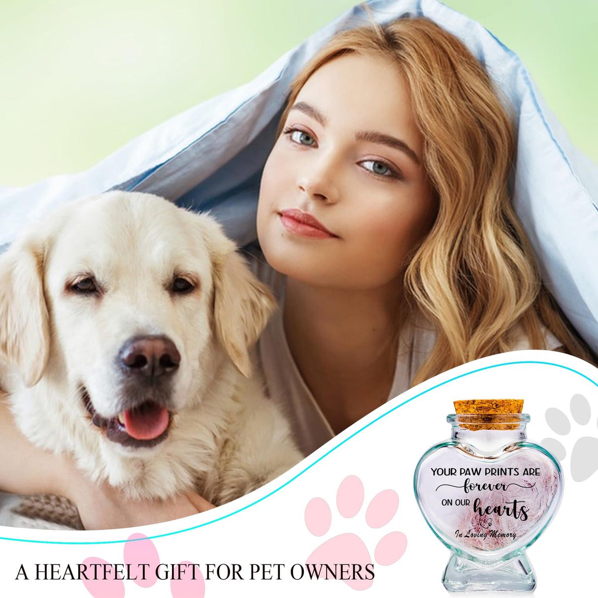 2 Pieces Pet Memorial Urns Sand Keepsake Jar Heart Shaped Glass Urns for Ashes or Hair Teeth Keepsake Loss of Pet Sympathy Gift Gredstar