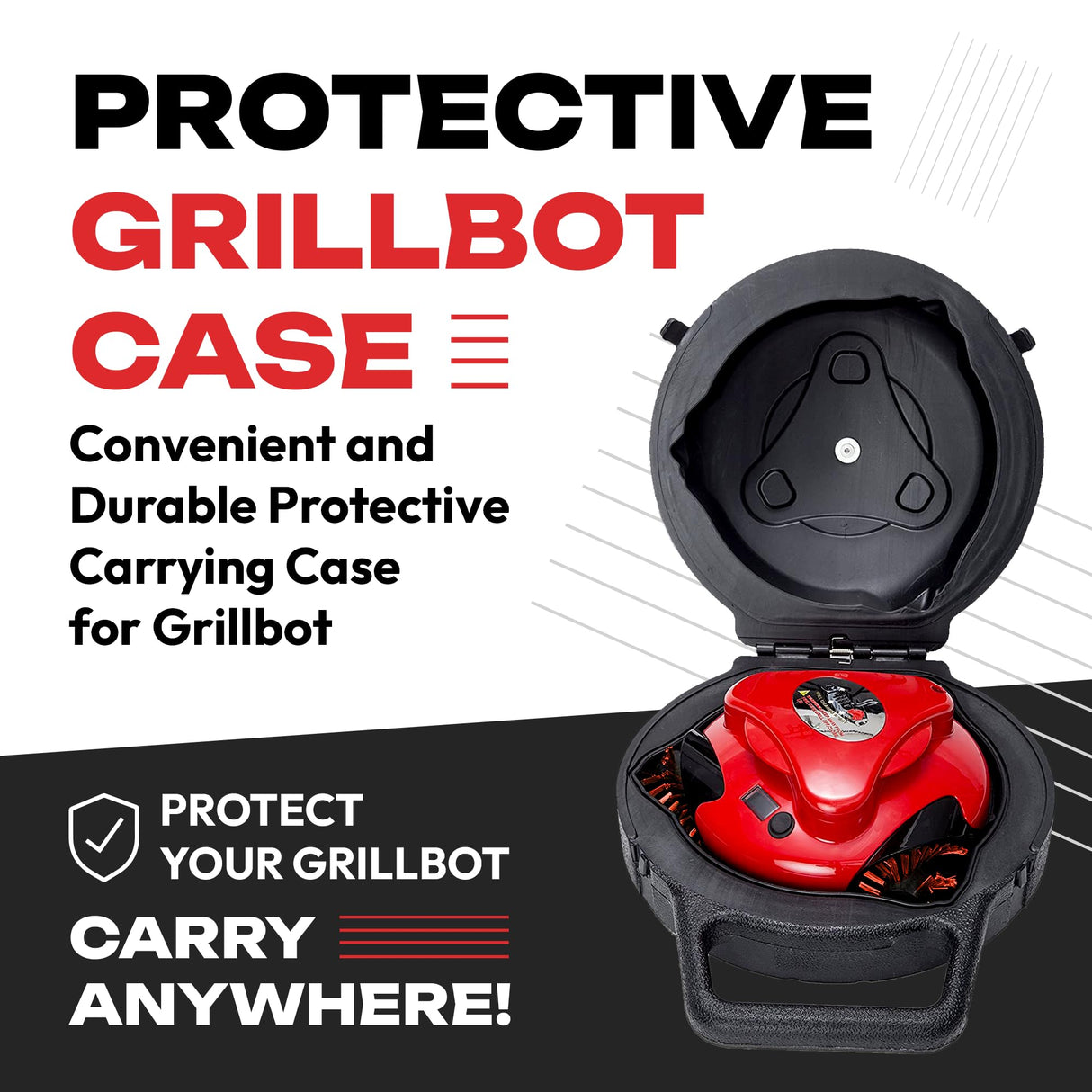 Grillbot Automatic Grill Cleaning Robot with Nylon Brushes, BBQ Grill Cleaner, Grill Brush, Grill Scraper, BBQ Accessories (Black Grillbot + Carry Case) Grillbot