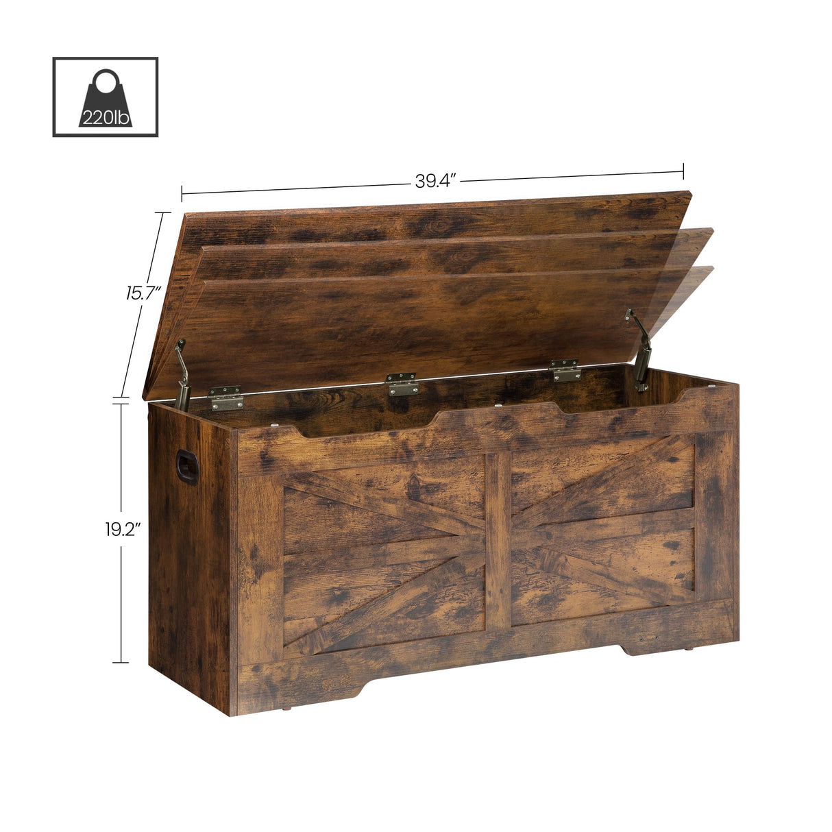Hzuaneri Storage Chest, Storage Trunk, Wooden Storage Bench - 39.4" Lift-Top Storage Organizer with 2 Safety Hinges, Shoe Bench for Entryway, Bedroom, Living Room, Rustic Brown SB03401X Hzuaneri