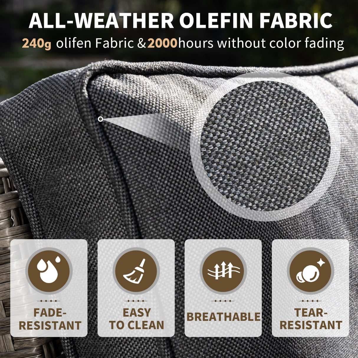 MEISSALIVVE 9-Piece Outdoor Patio Furniture Set, Half-Moon Curved Sectional Set with Wood Armrests, Patio Conversation Set, Tempered Glass Coffee & Side Tables (Grey) MEISSALIVVE