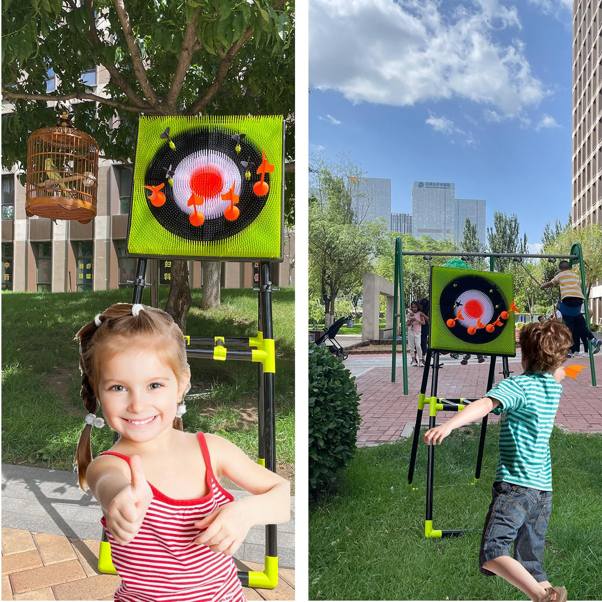 CEDOIEOP Deluxe Axe Throwing Game Set,Collapsible Stand,5 Throwing Tools Including Axes/Darts/Bows,Axe Throwing Game for Backyard CEDOIEOP