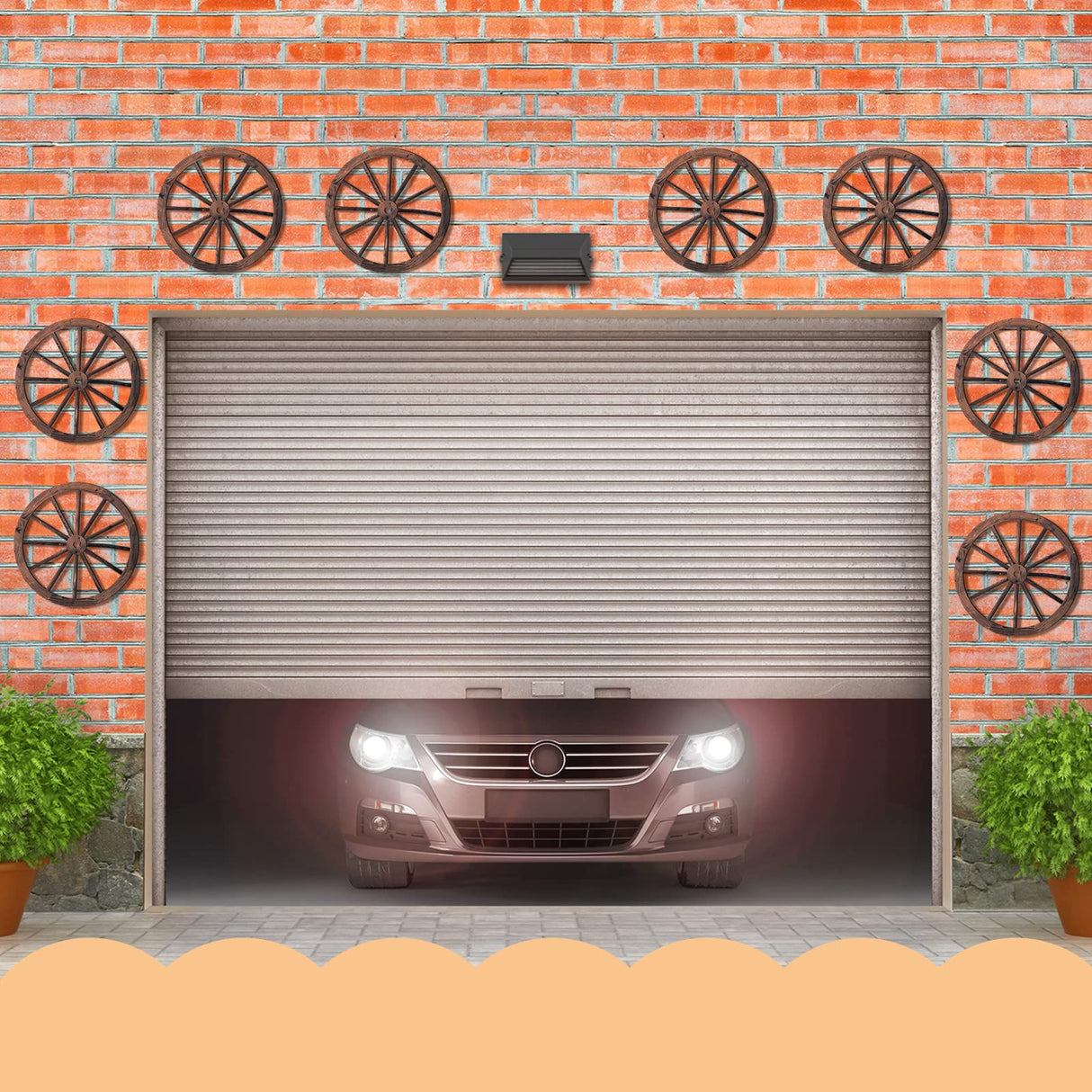 8 Pieces Wooden Wagon Wheel Wall Decor 10 Inches Old Western Wood Wall Art Farmhouse, Rustic Yard Decor Wood Hanging Decorative Wheels for Garden Home Bar Garage Qunclay