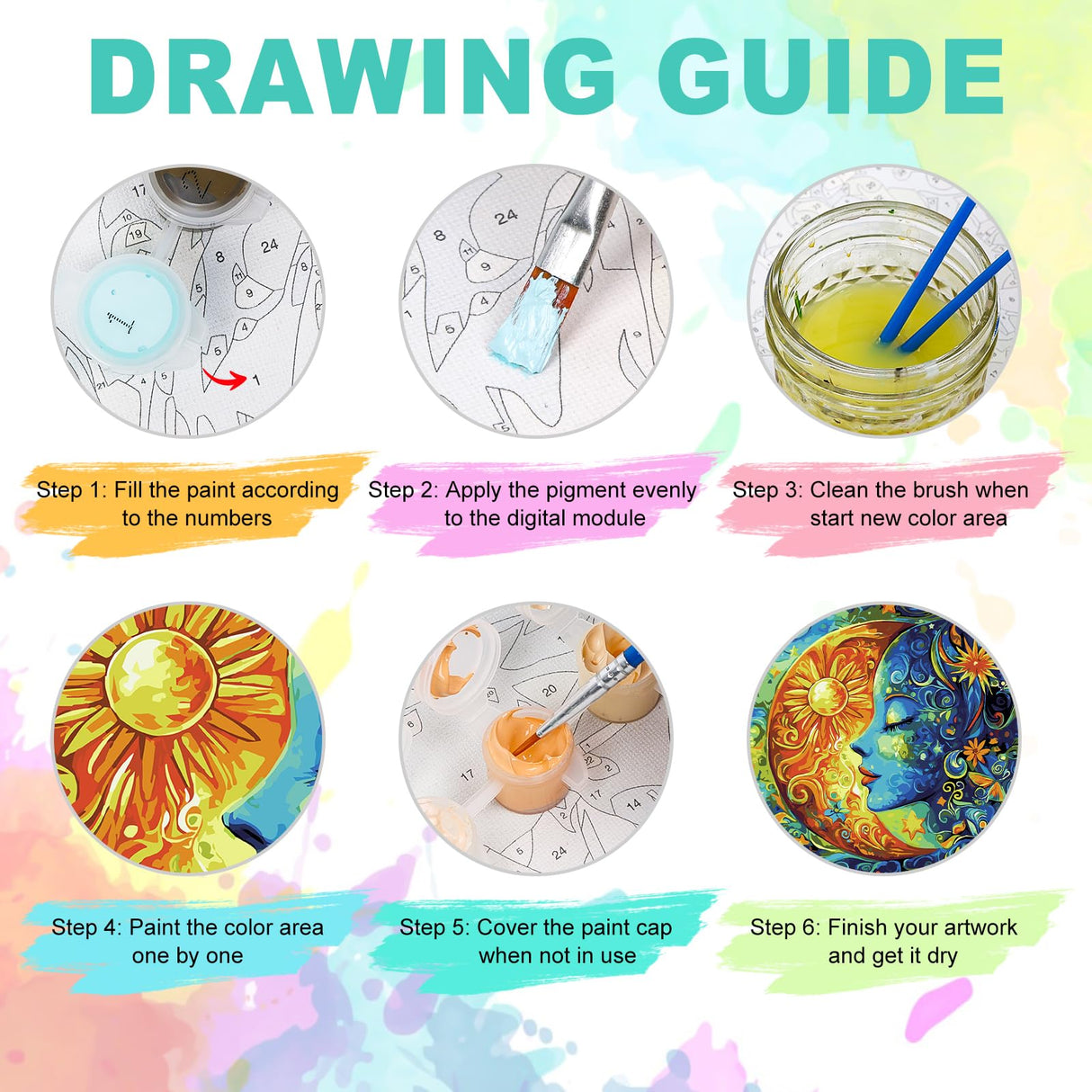 GEEHEIY Paint by Numbers Kit for Adults Beginner - Sun and Moon Adult Paint by Number Kits on Canvas, DIY Acrylic Oil Number Painting for Adults, Perfect for Home Decor Gift 16x20 Inch GEEHEIY