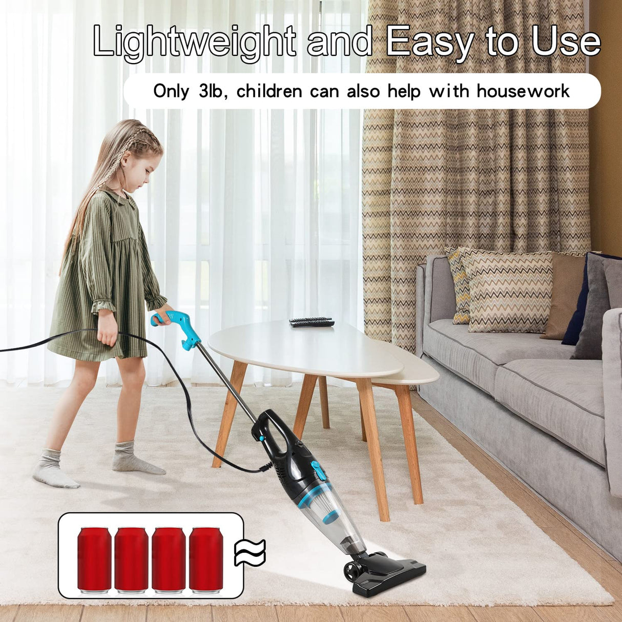 Intercleaner Corded Vacuum Cleaner, 15KPa Powerful Suction with 400W Motor, 12 in 1 Lightweight Bagless Stick Vac with Handheld, Ultra Quiet, for Hardwood Floor Carpet Car Pet Hair Intercleaner