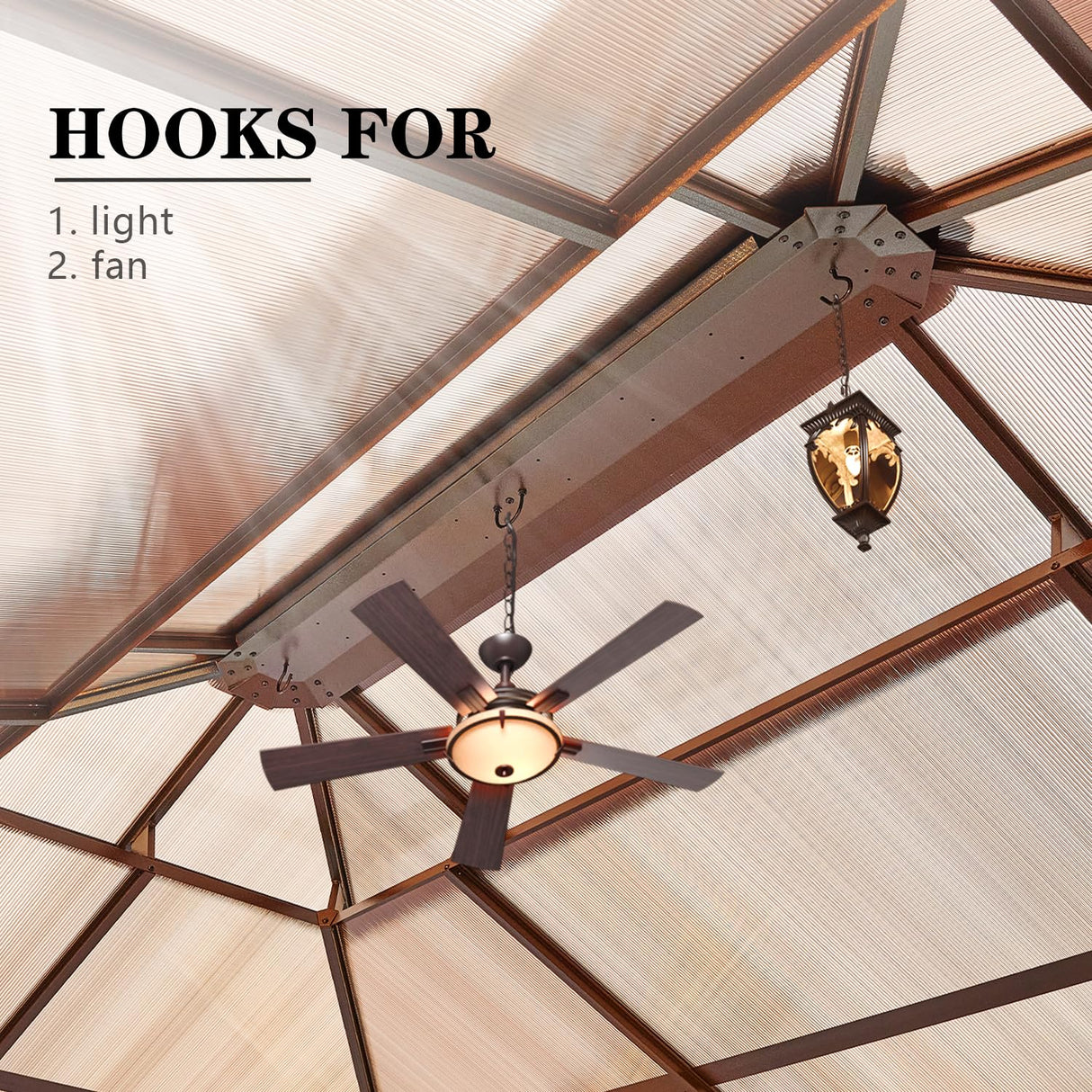 YOLENY 10'x13' Hardtop Gazebo, Outdoor Polycarbonate Double Roof Canopy, Aluminum Frame Permanent Pavilion with Curtains and Netting, Sunshade for Garden, Patio, Lawns YOLENY