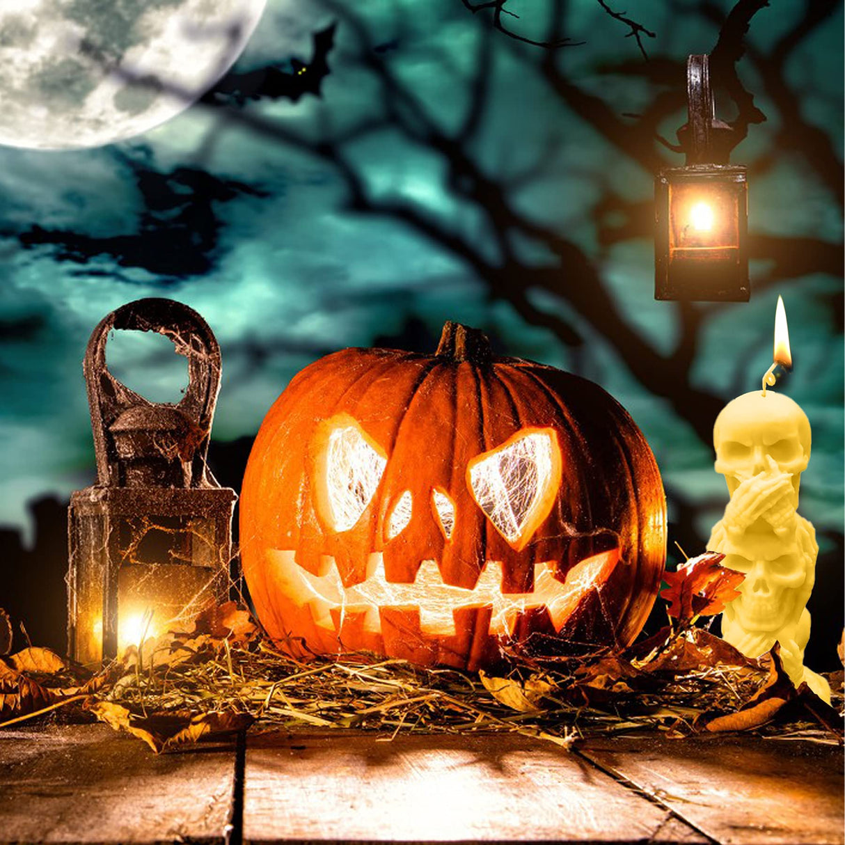 3D Skull Candle Mold Column Halloween Silicone Resin Mold for Aromatherapy Candles Resin Casting Homemade Wax Making Polymer Clay DIY Craft ZAKVOOR