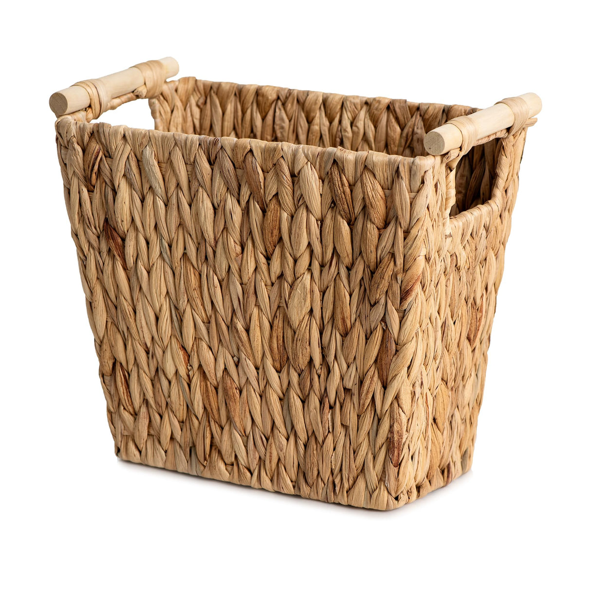 StorageWorks Wicker Waste Basket with Wooden Handles, Bathroom Trash Can, Wicker Trash Can for Bedroom, Office, Living Room, 12 Liters, 1 Pack StorageWorks