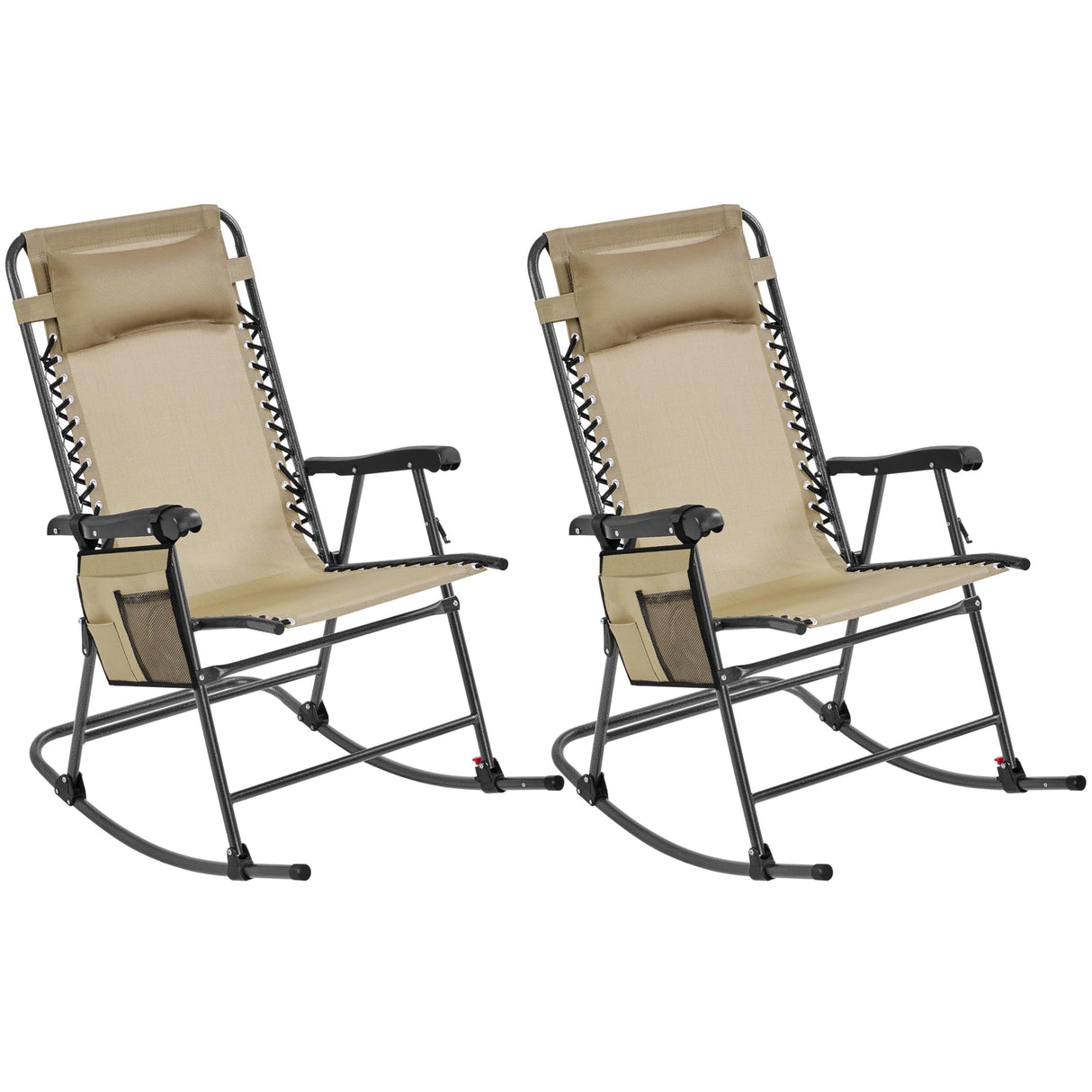 Yaheetech 26in Rocking Chair Outdoor Zero Gravity Folding Chairs Rocking Chairs Foldable Outdoor Lounge Chair for Outside Lawn with Cupholder/Pillow Ergonomic Design for Rest, Set of 2 Yaheetech