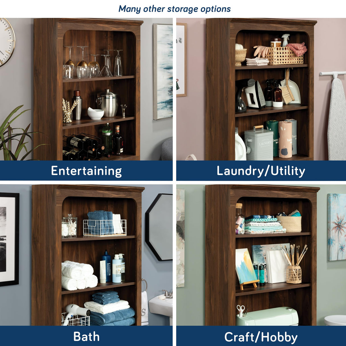 Sauder Select 5-Shelf Bookcase, in a Grand Walnut Finish Sauder