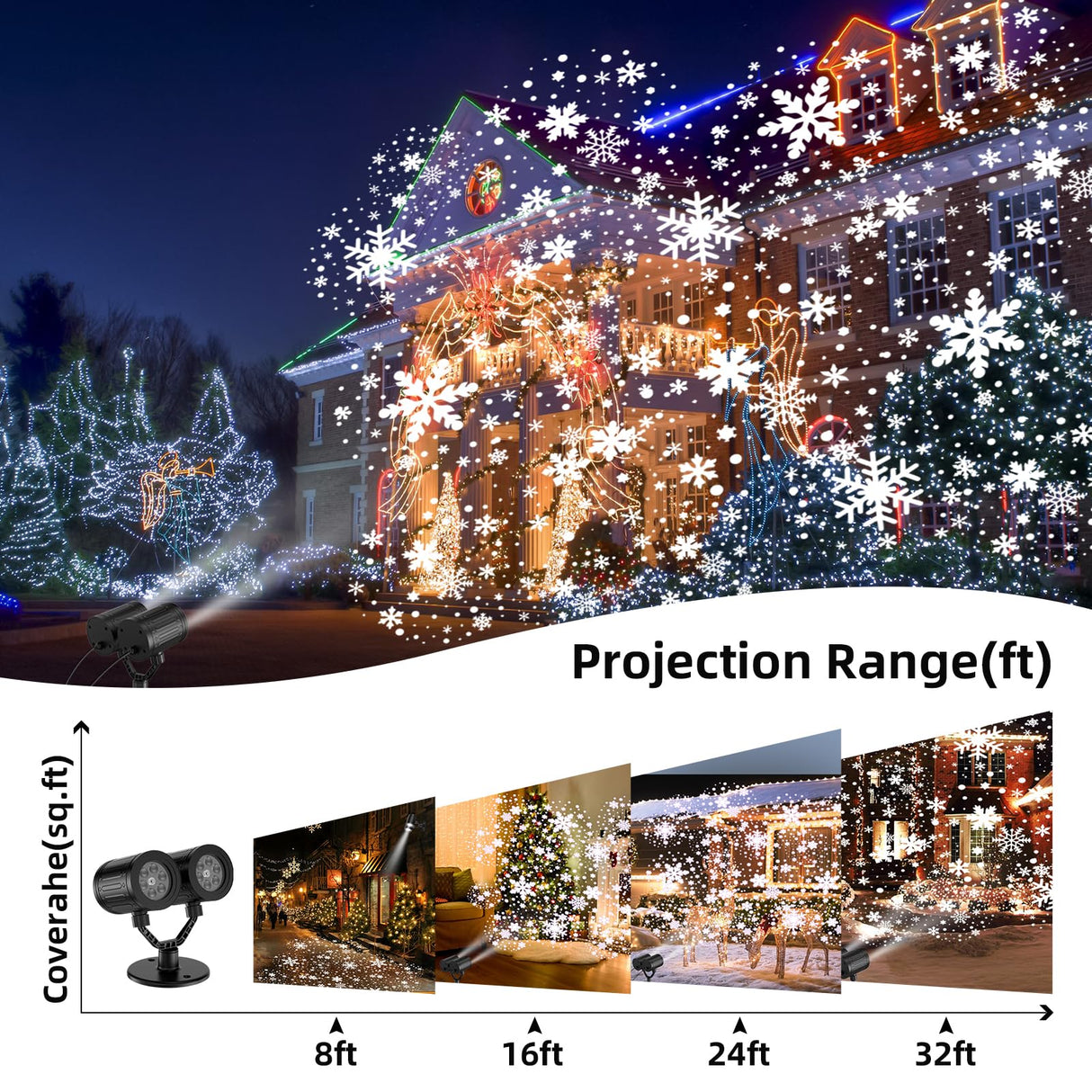 afzdby Christmas Snowflake Projector Lights Outdoor,Timer Setting Double Head Snowfall Led Lights Waterproof,Landscape Decorative Lighting Projection Lamp for Xmas Holiday Wedding Indoor Garden Patio afzdby