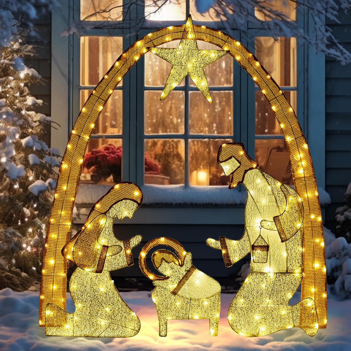 Lighted Outdoor Nativity Scene- Christmas Holy Family Yard Decoration, Large Christmas Holy Family Set for Yard Lawn Garden Outside Decor and Home Holiday Party VISFLAIR