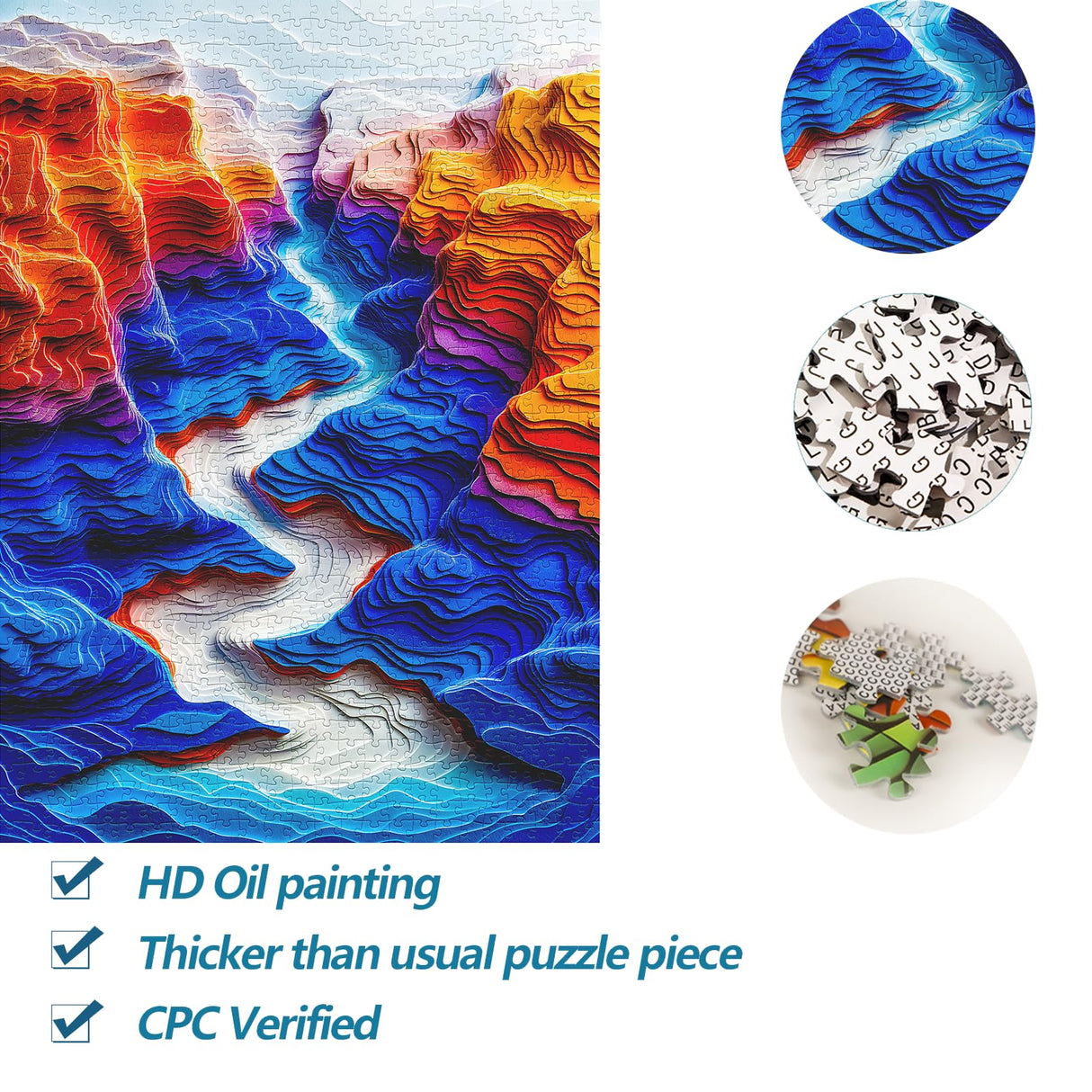 Bgraamiens Puzzle-The Blue Canyon-3D Visual 1000 Pieces Puzzle Autostereoscopy Puzzle Hard Challenge Puzzle for Adult for Adults and Kids(The Blue Canyon) Bgraamiens