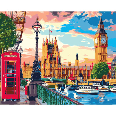 QUITEDEW Paint by Number for Adults Beginner,City Paint by Numbers,Big Ben Paint by Number Suitable for Home Wall Decoration 16x20 Inch