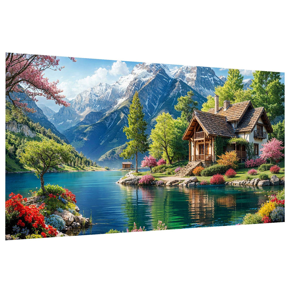 JOOZ Large Landscape Diamond Art Kits for Adults - 5D Extra Large Lake House Diamond Painting, DIY Full Drill Mountain Landscape Diamond Art Painting Kits, Gem Art Kits for Wall Decor 27.5x15.7 Inch JOOZ