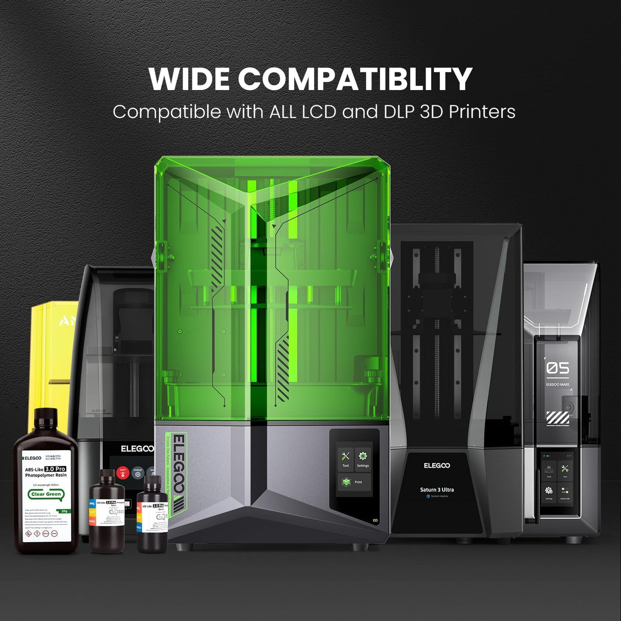 ELEGOO ABS-Like Resin 3.0 Pro, Higher Scratch-Resistance 3D Printing Photopolymer Resin, 405nm UV Resin for MSLA/DLP/LCD Printers Fast Curing High Precision Non-Brittle, Grey 1000g ELEGOO