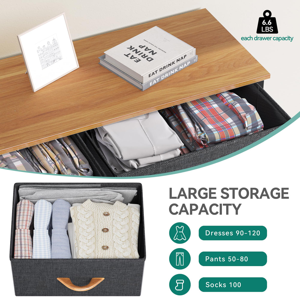 YITAHOME 8 Drawers Fabric Dresser - Storage Tower Unit Organizer Unit for Living Room & Closets - Sturdy Steel Frame & Easy Pull Fabric Bins YITAHOME