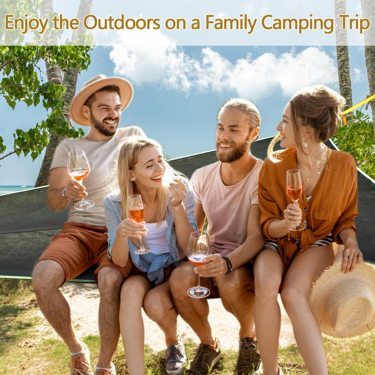 LACE INN Triangle Hammock, 13ft Camping Hammock with 3 Ratchet Tie Down Straps and Storage Bag, 3 Point Hammocks Portable Max 800 Lbs for 2-3 Adult Kid, Multi Person Tree Hammock for Outside Travel LACE INN