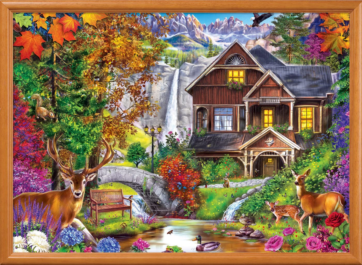 MasterPieces 1000 Piece Jigsaw Puzzle for Adults, Family, Or Kids - Hidden Falls Cottage - 19.25"x26.75" Masterpieces